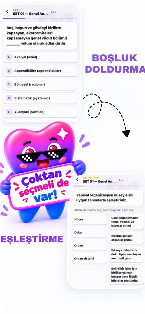 Çoktan seçmeli de var, eşleştirme de